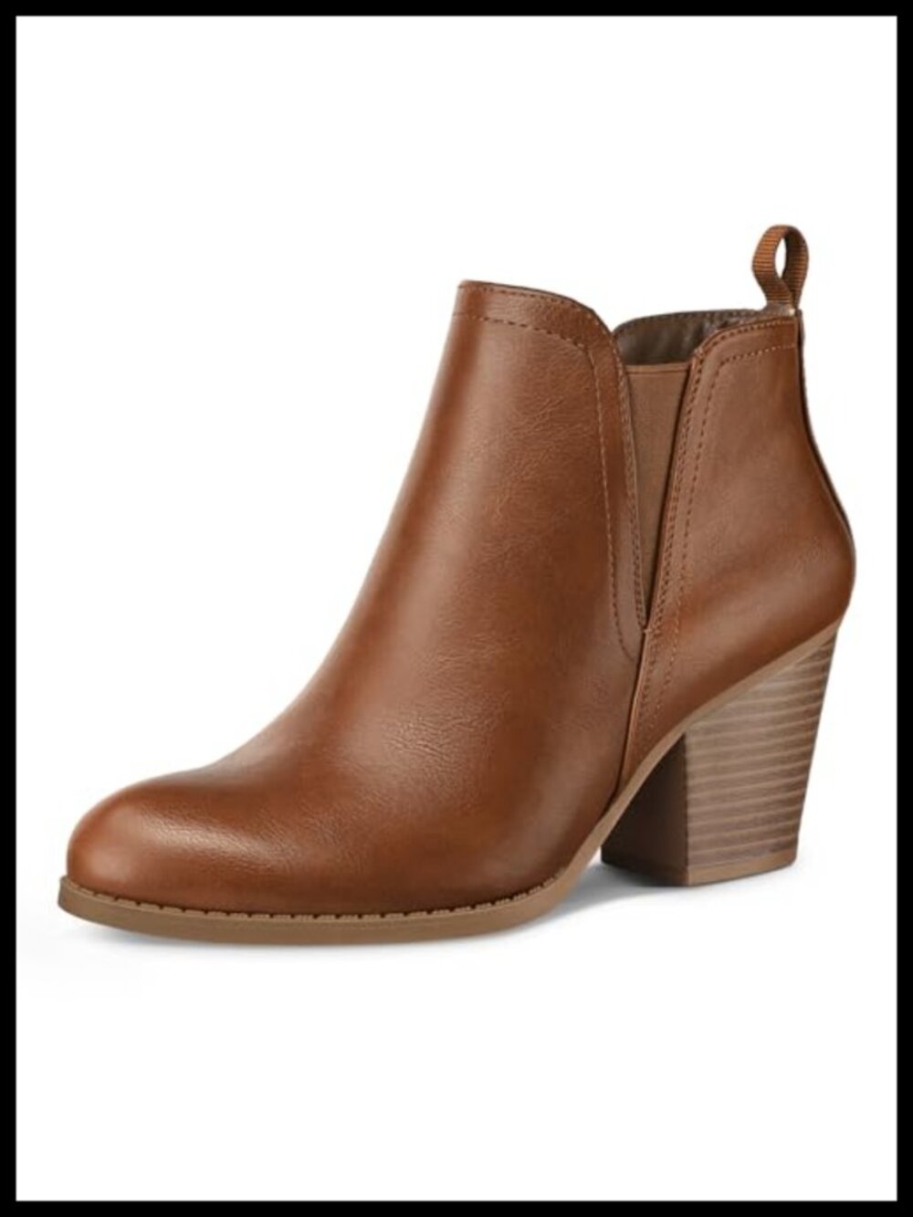 Stacked Chunky Heel Ankle Boots PU Side Zip Round Toe Comfort